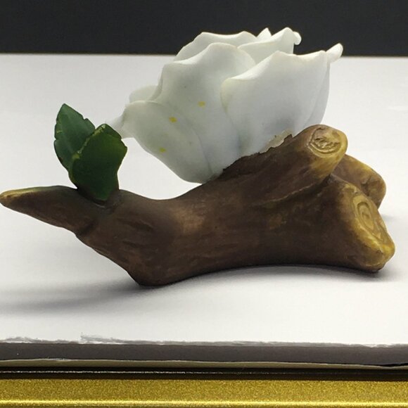 Vintage Porcelain White Rose on Branch Figurine Collectible Home Decor - Picture 4 of 12